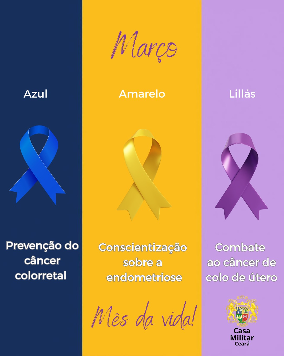 Março Azul, Amarelo e Lilás: mês de conscientização e cuidado com a vida